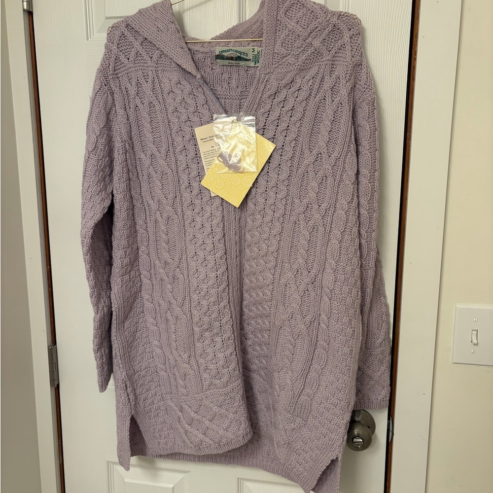 Merino Wool Cardigan Sweater with Hood and Zipper